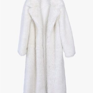 Elegant White Faux Fur Coat